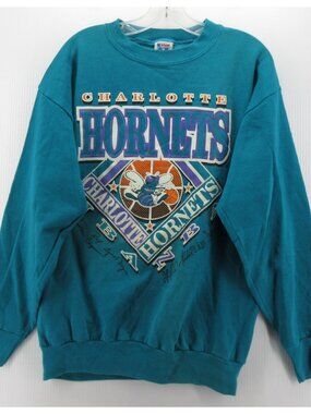 VINTAGE Charlotte Hornets Sweatshirt Large Basketball NBA 90s USA *